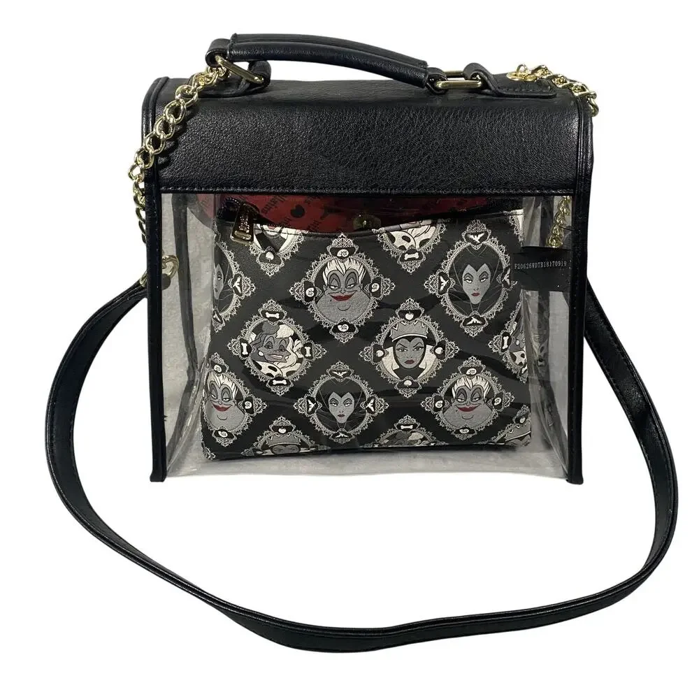 Loungefly Disney Villains Evil Queens Crossbody Purse Bag Wallet Clear PVC - Picture 2 of 8